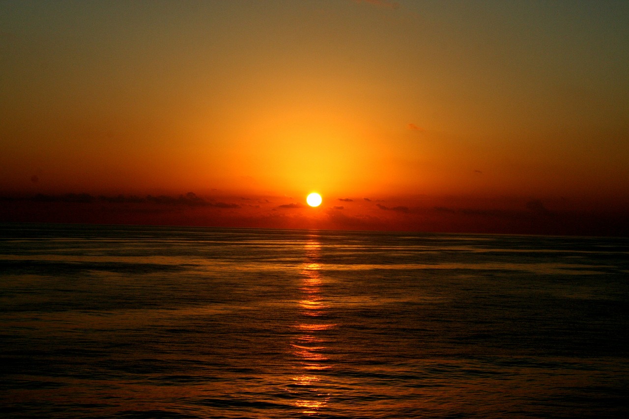 sunset horizon ocean free photo