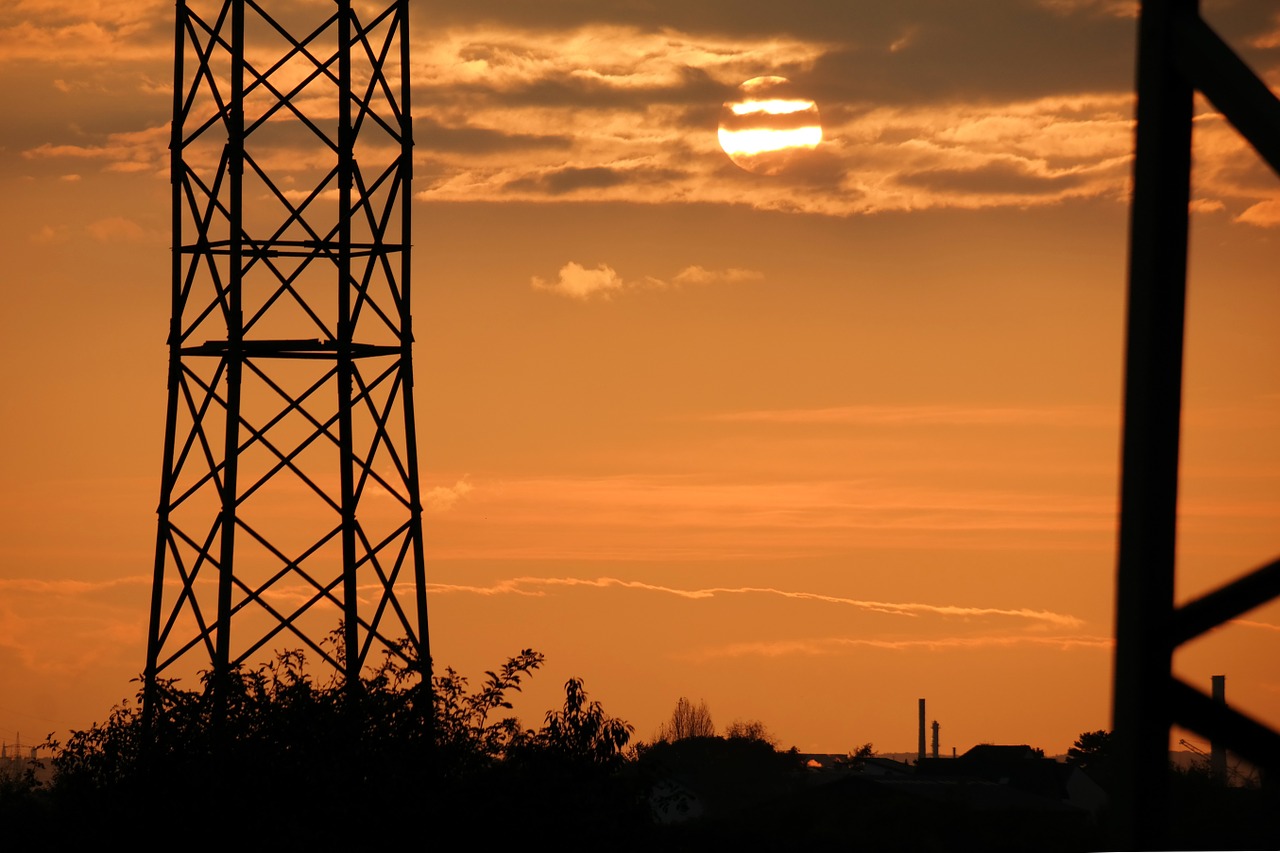 sunset current strommast free photo