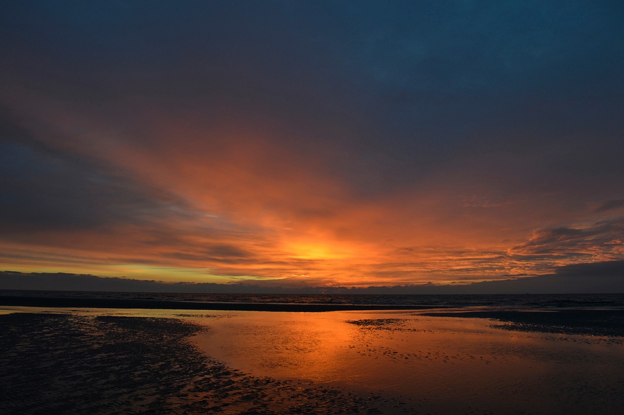 sunset beach sea free photo