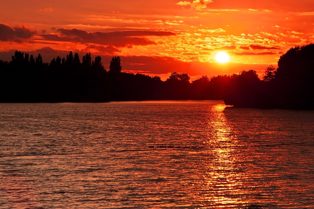 sunset evening lake free photo