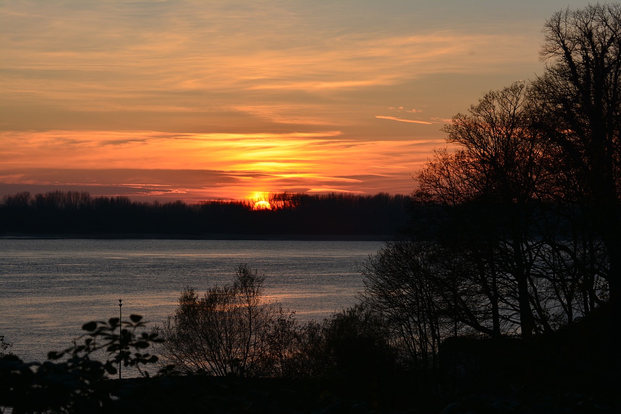 sunset winter elbe free photo