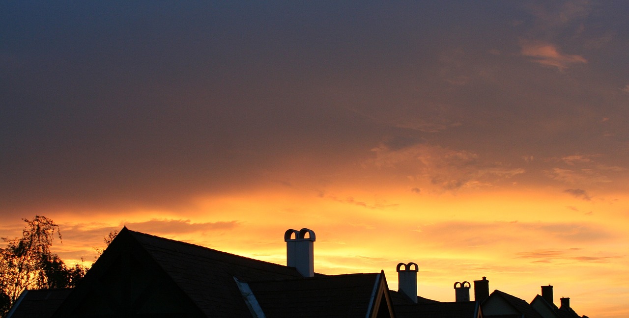sunset rooftops mood free photo