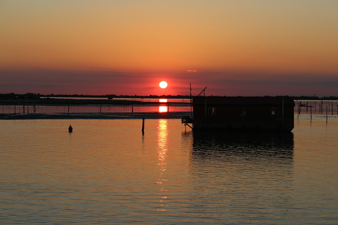 sunset albarella italy free photo