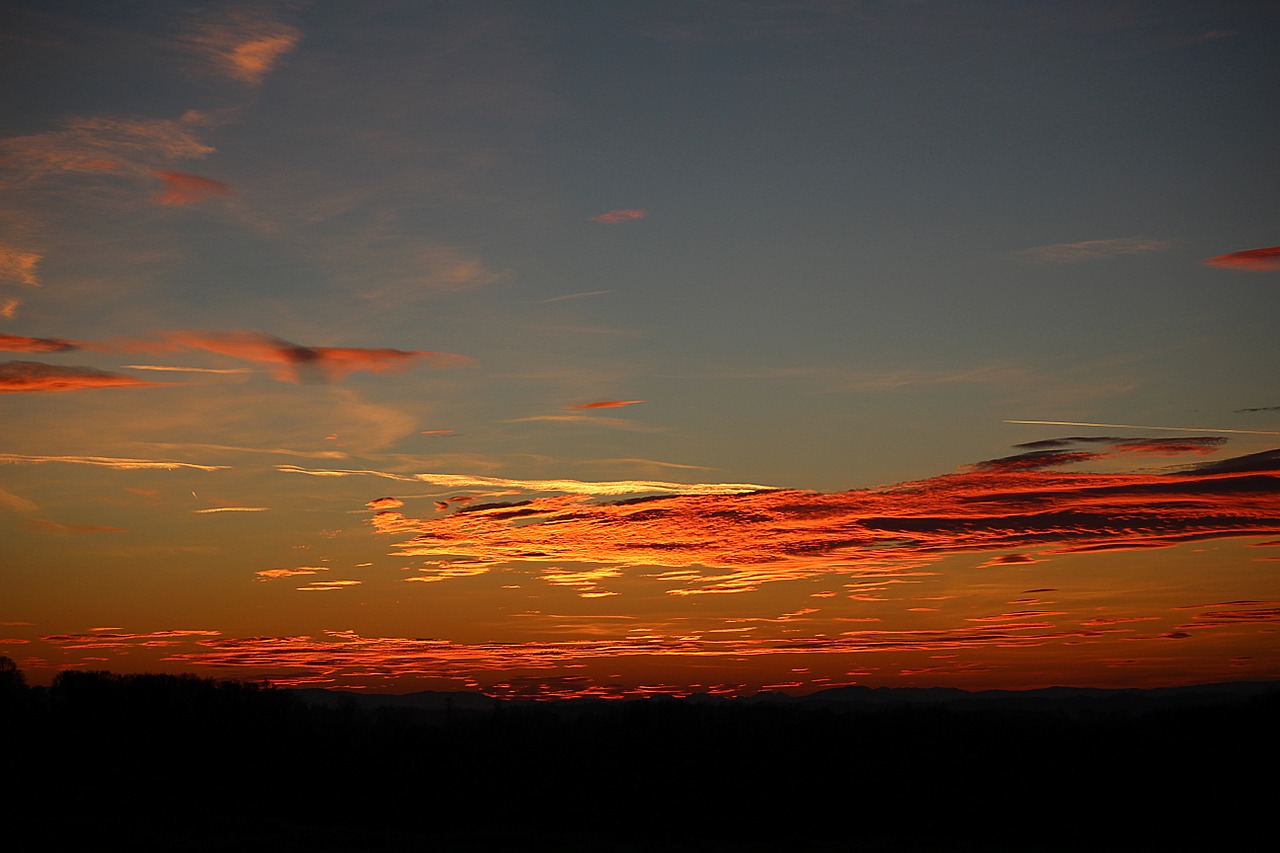 sunset evening sky red free photo