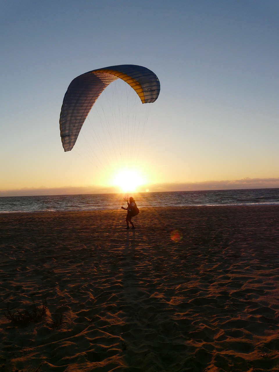 sunset paraglider beach free photo