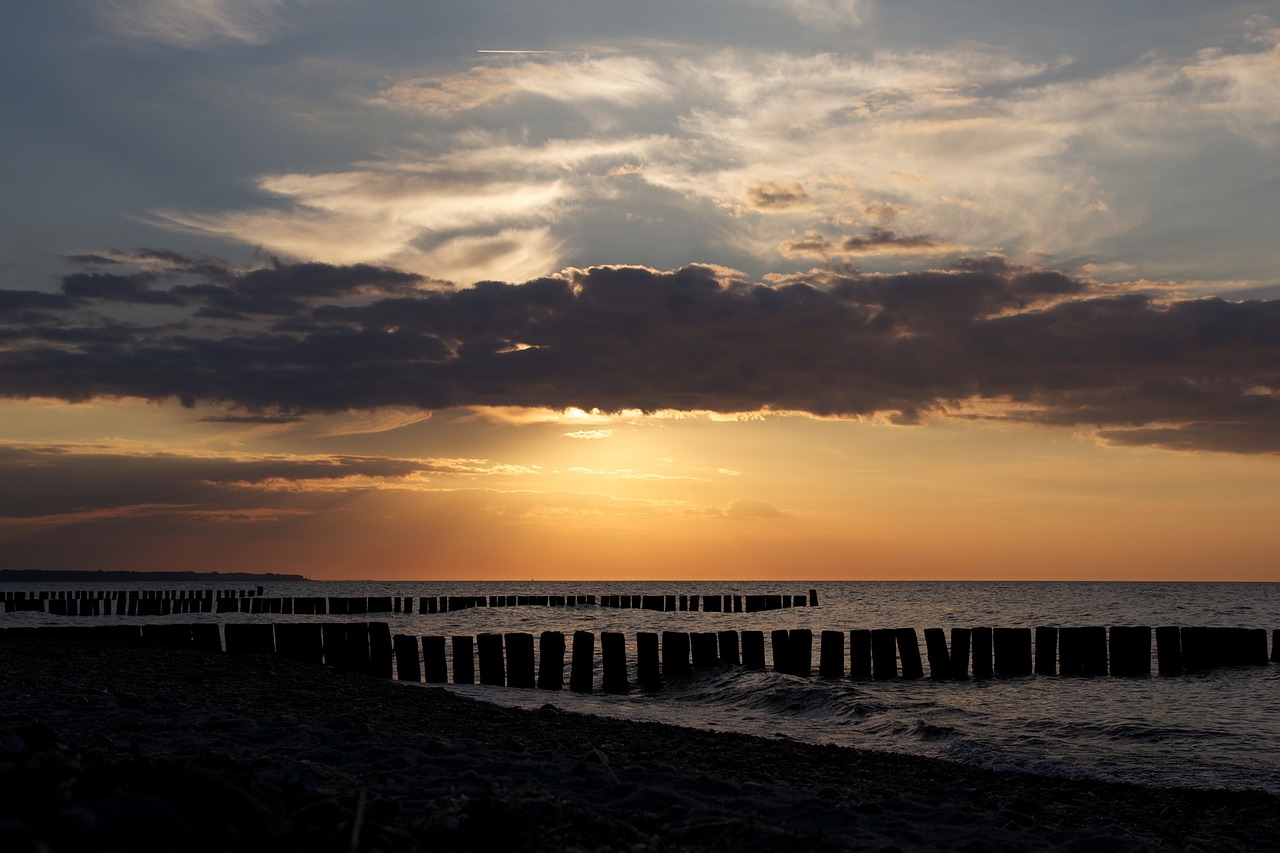 sunset baltic sea evening sky free photo