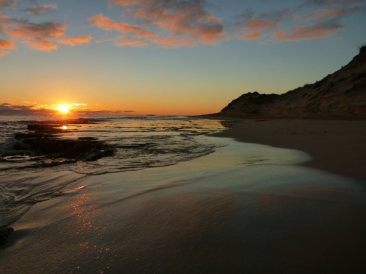 sunset beach sky free photo