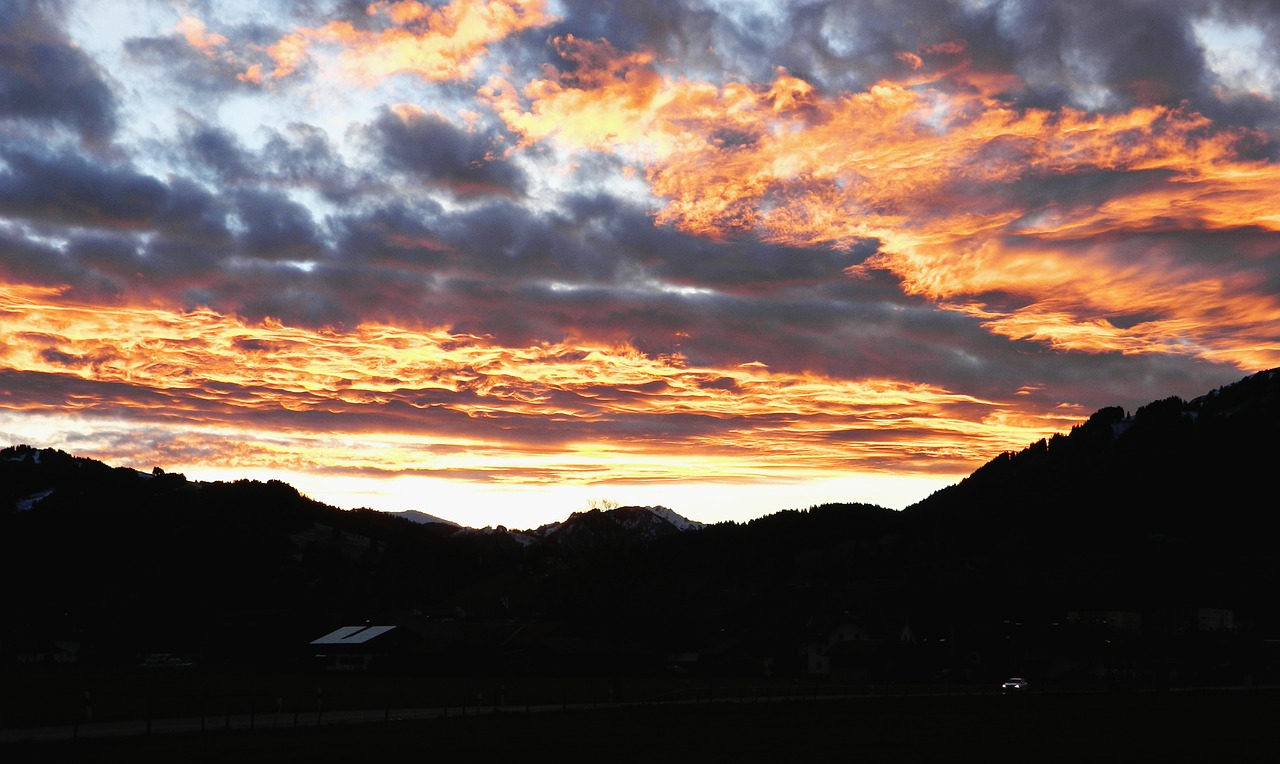 sunset mountains allgäu free photo