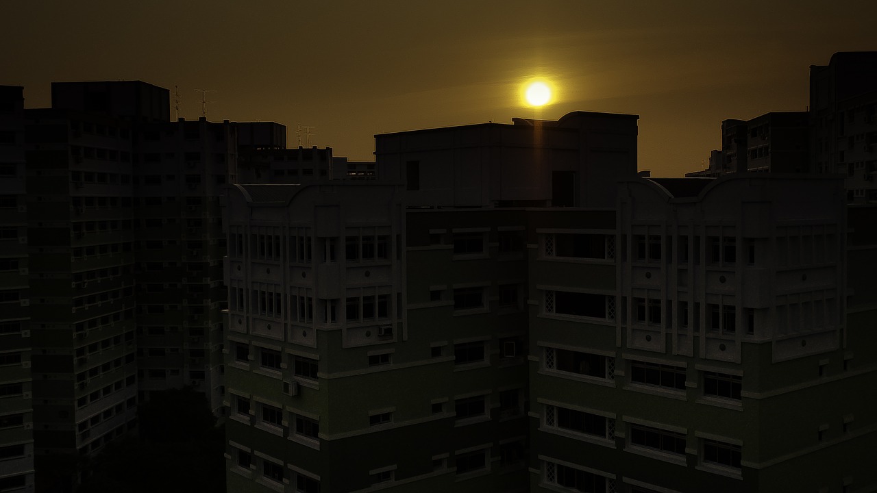 sunset singapore housing free photo