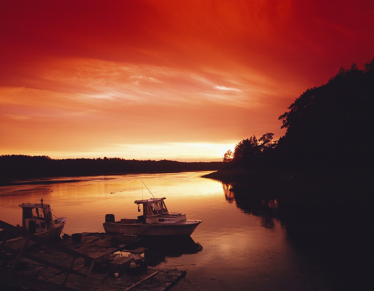 sunset water boat free photo