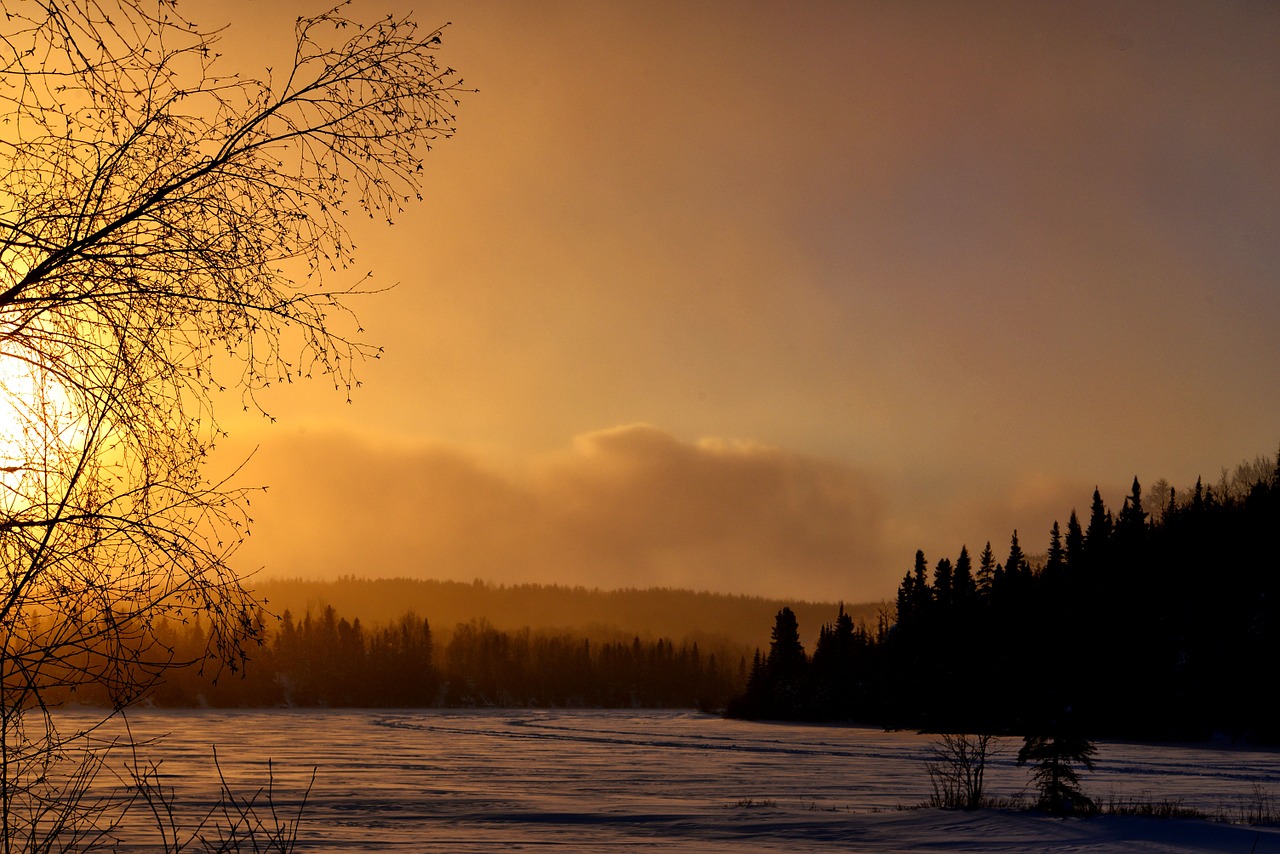 sunset landscape winter free photo