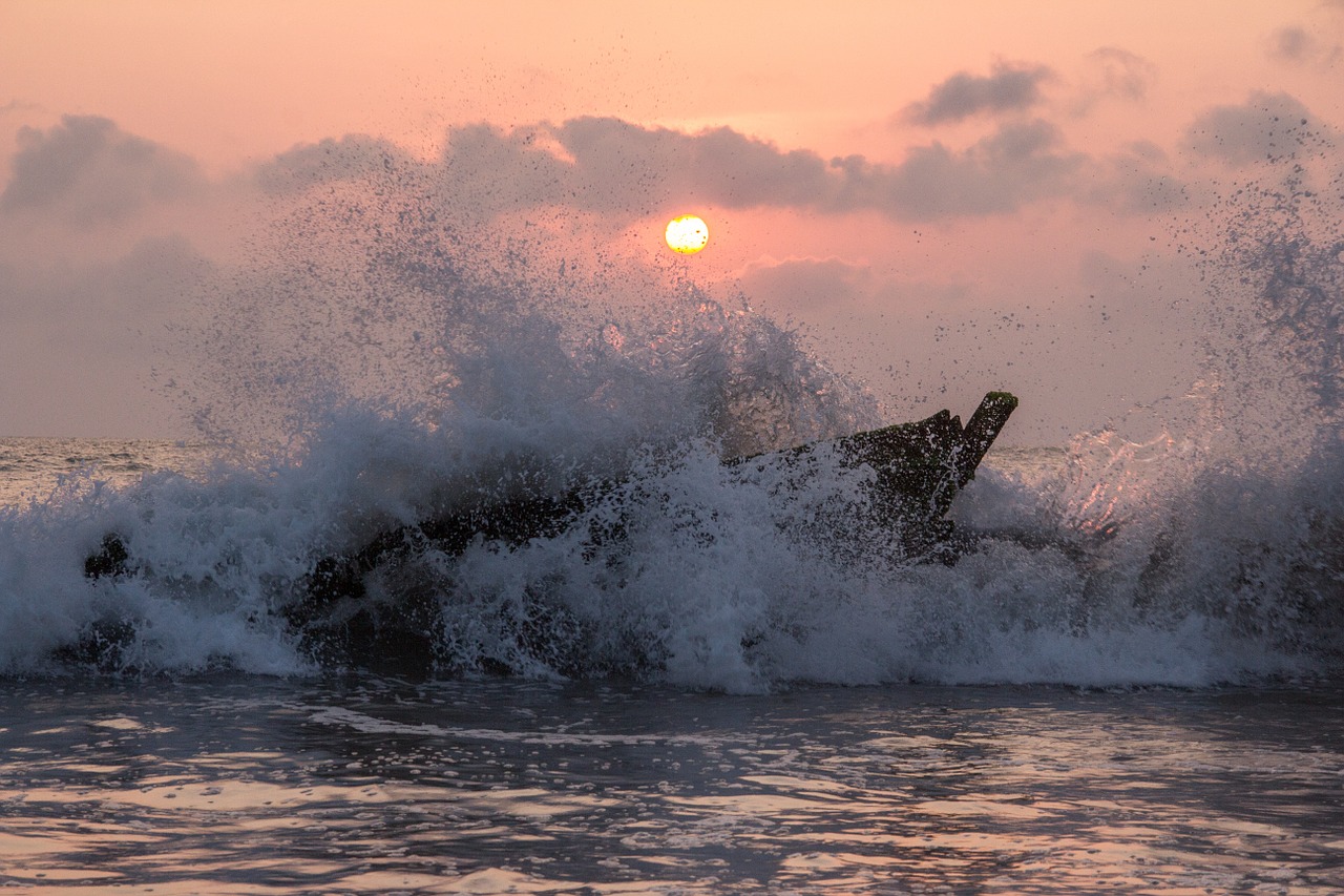 sunset water wave free photo