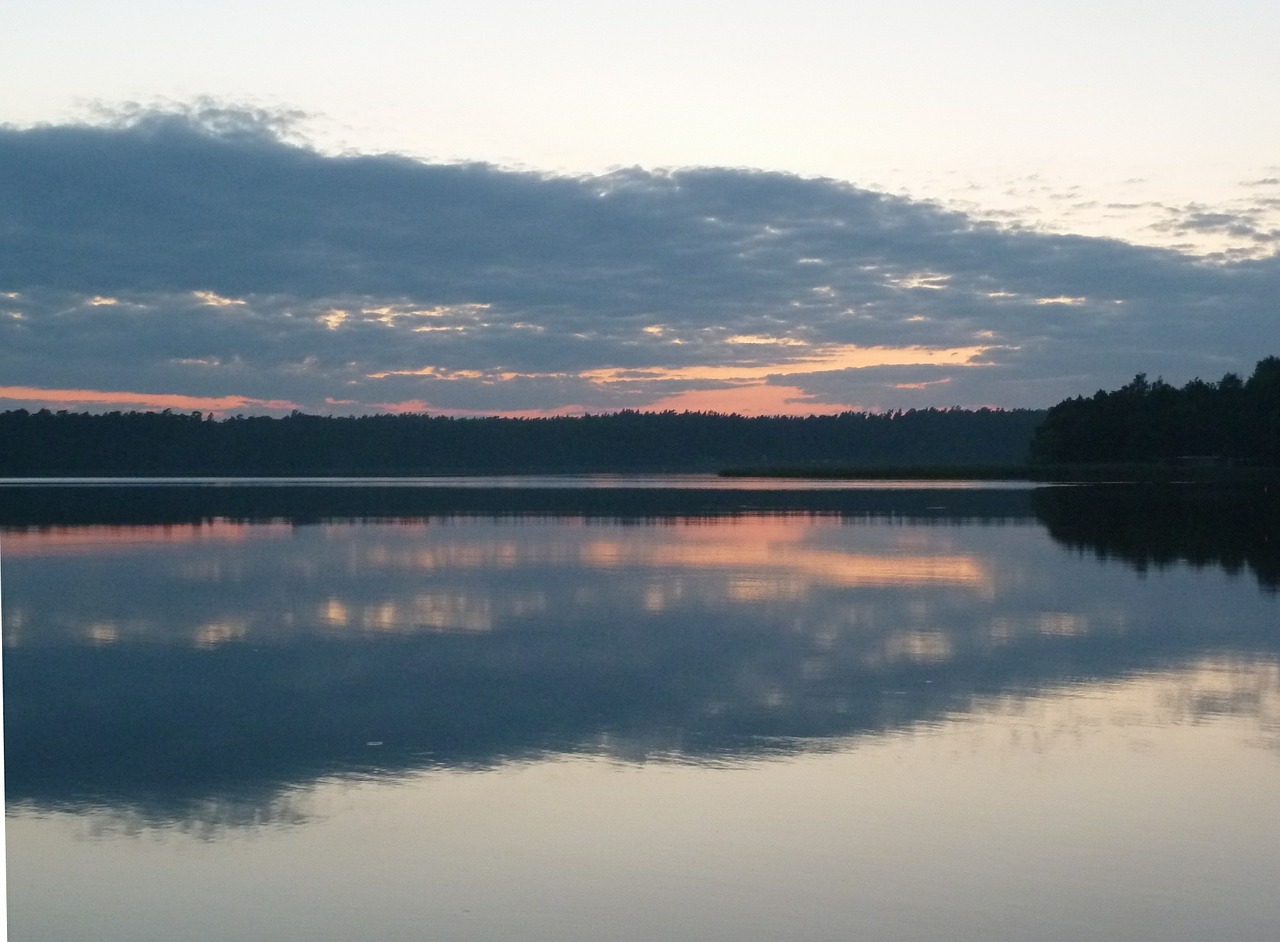 sunset lake poland free photo