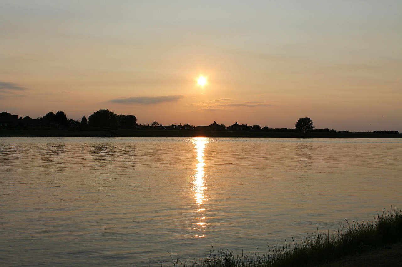 sunset river sky free photo