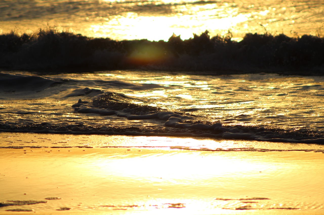 sunset waves ocean free photo