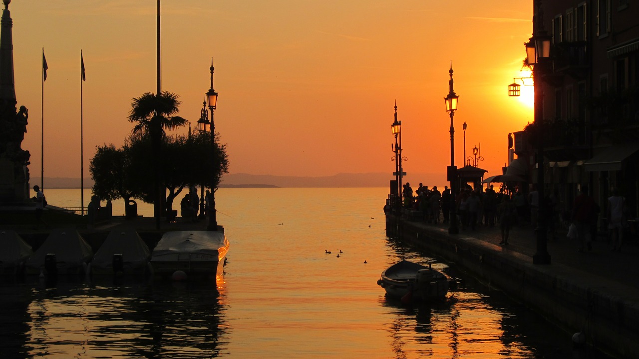 sunset harbor romantic free photo