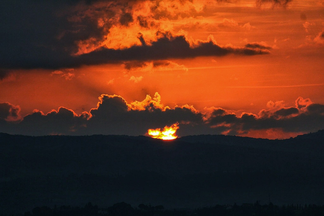 sunset sun tuscany free photo