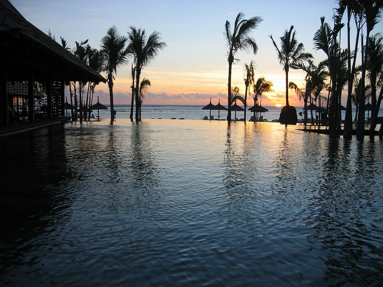 sunset pool ocean free photo