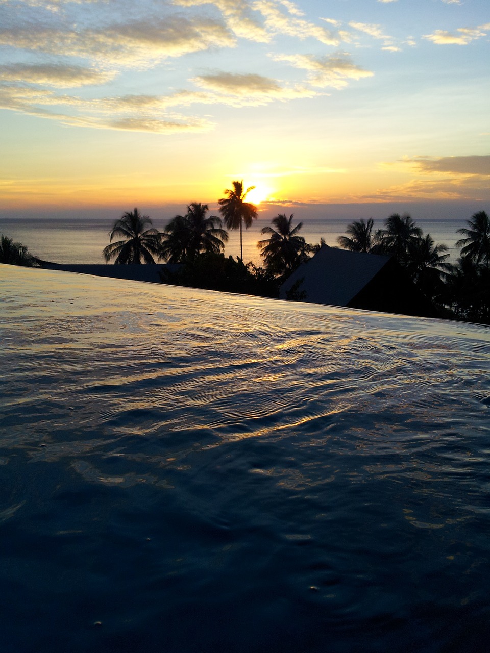 sunset pool water free photo