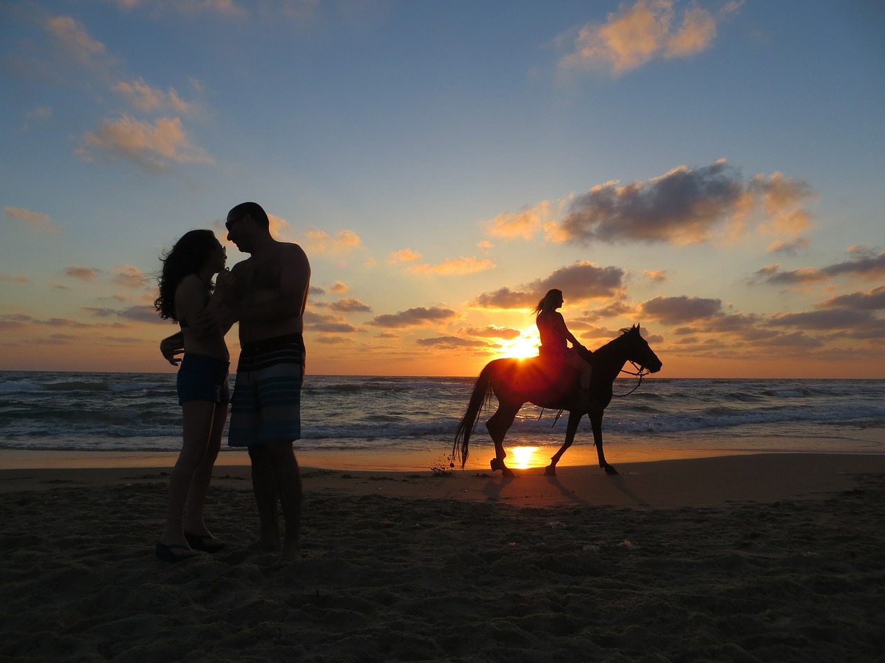 sunset romantic beach free photo