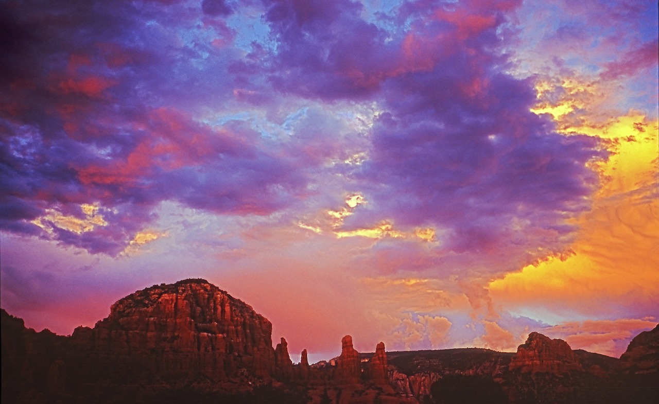 sunset red rocks sky free photo