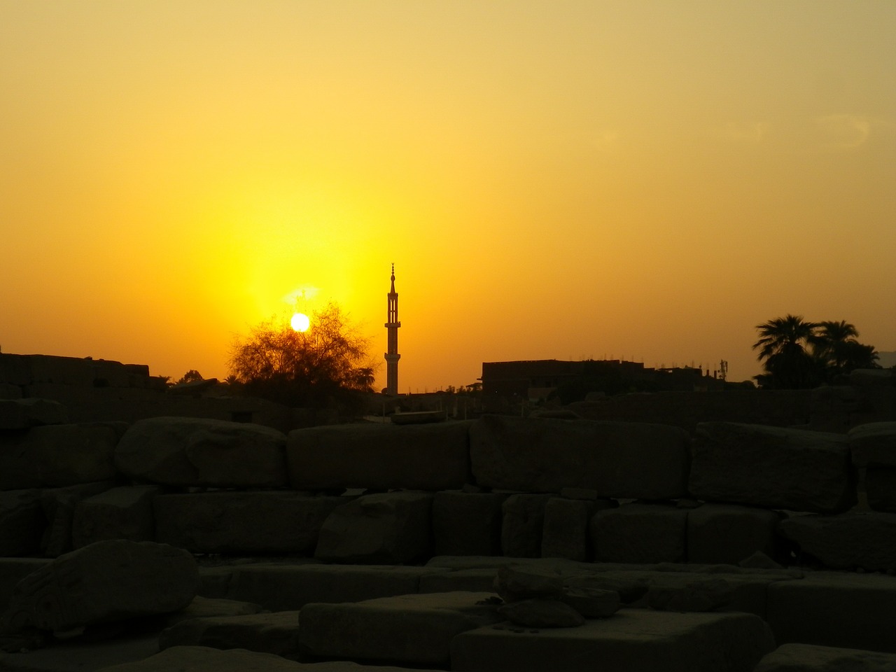 sunset egypt ruins free photo