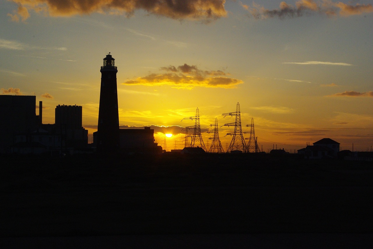 sunset lighthouse dungeness free photo