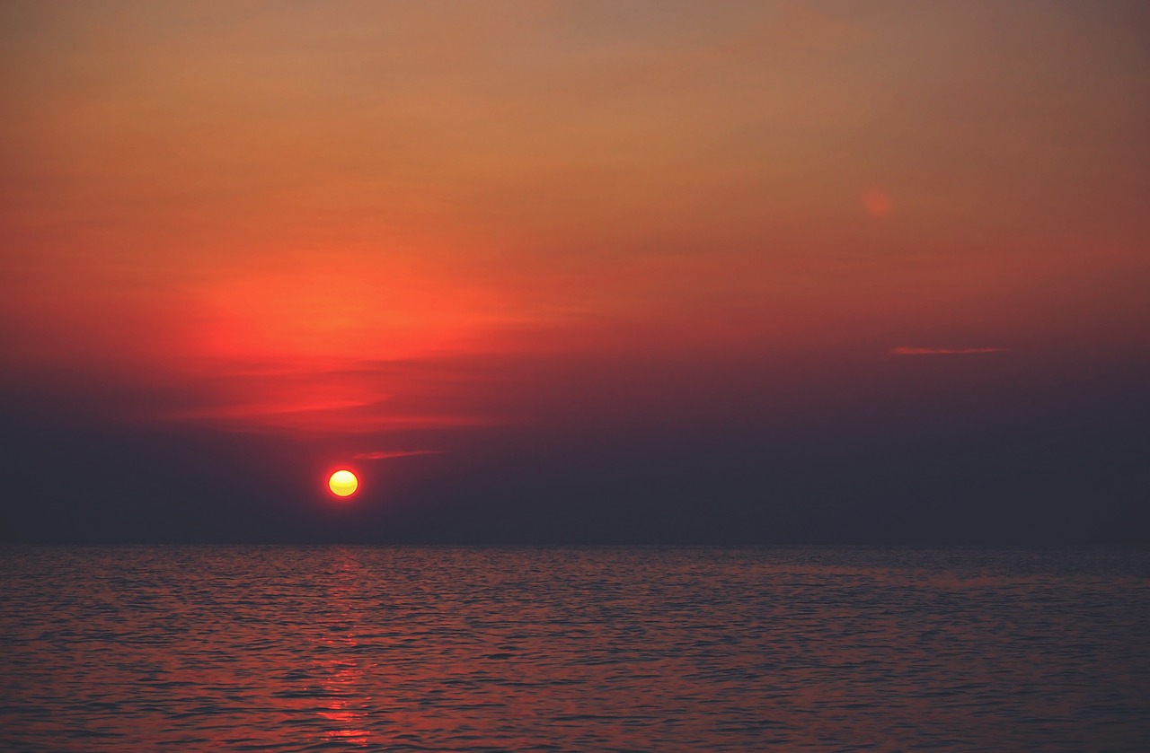 sunset red ocean free photo