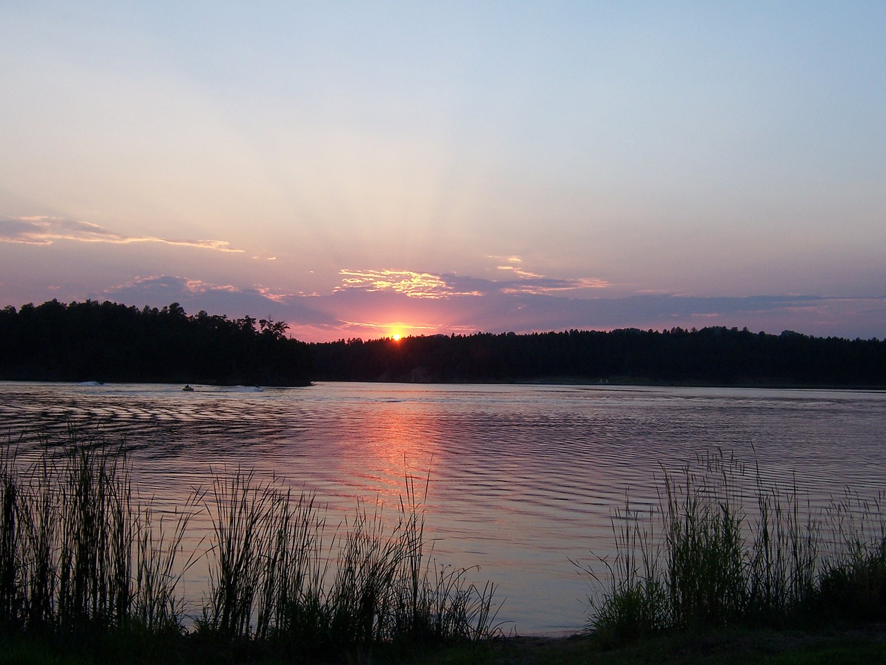 sunset lake outdoors free photo