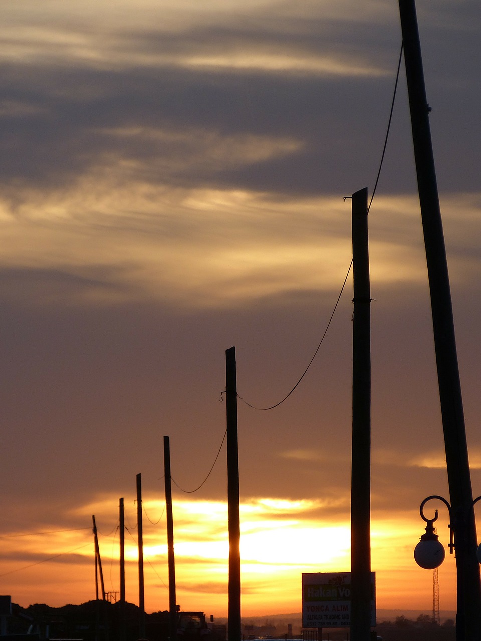 sunset power poles abendstimmung free photo