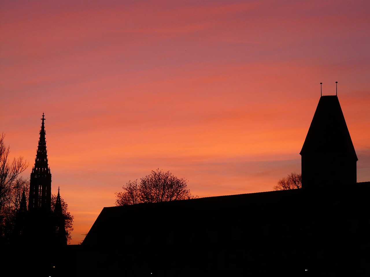 sunset church tower free photo
