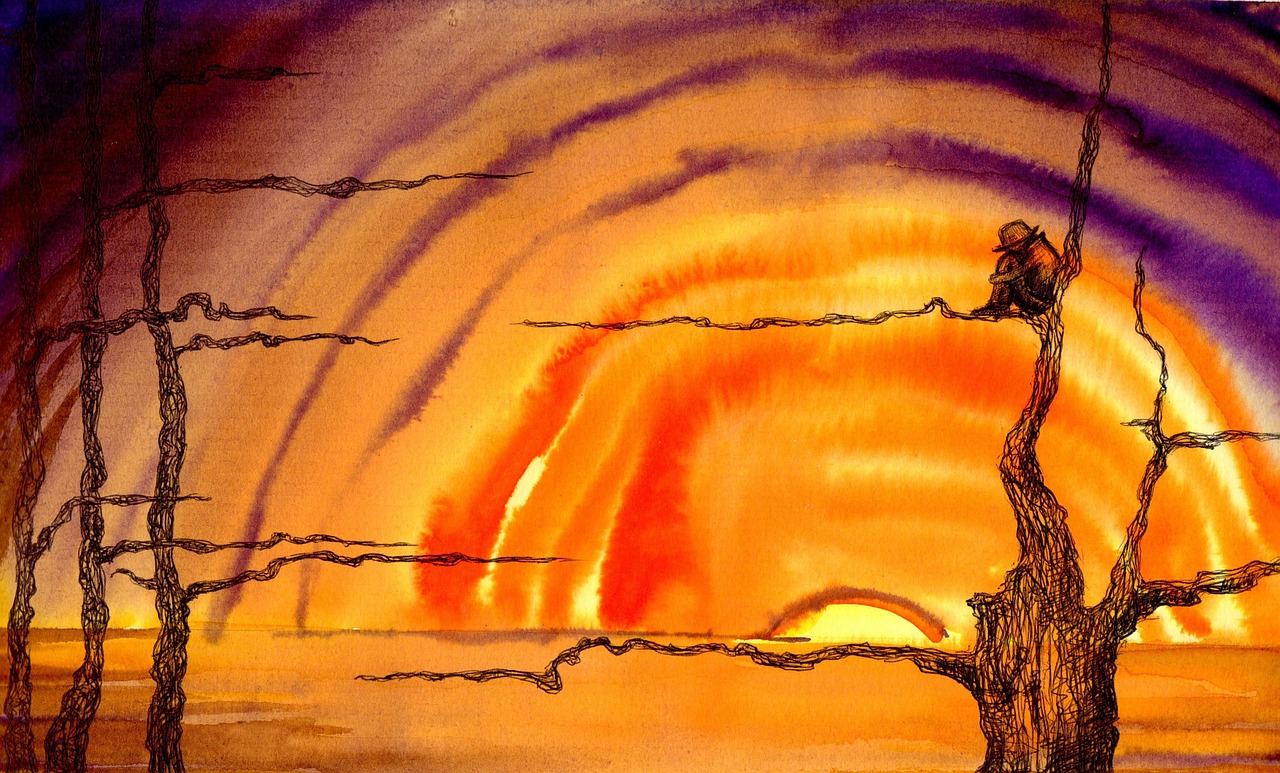 sunset illustration drawing free photo