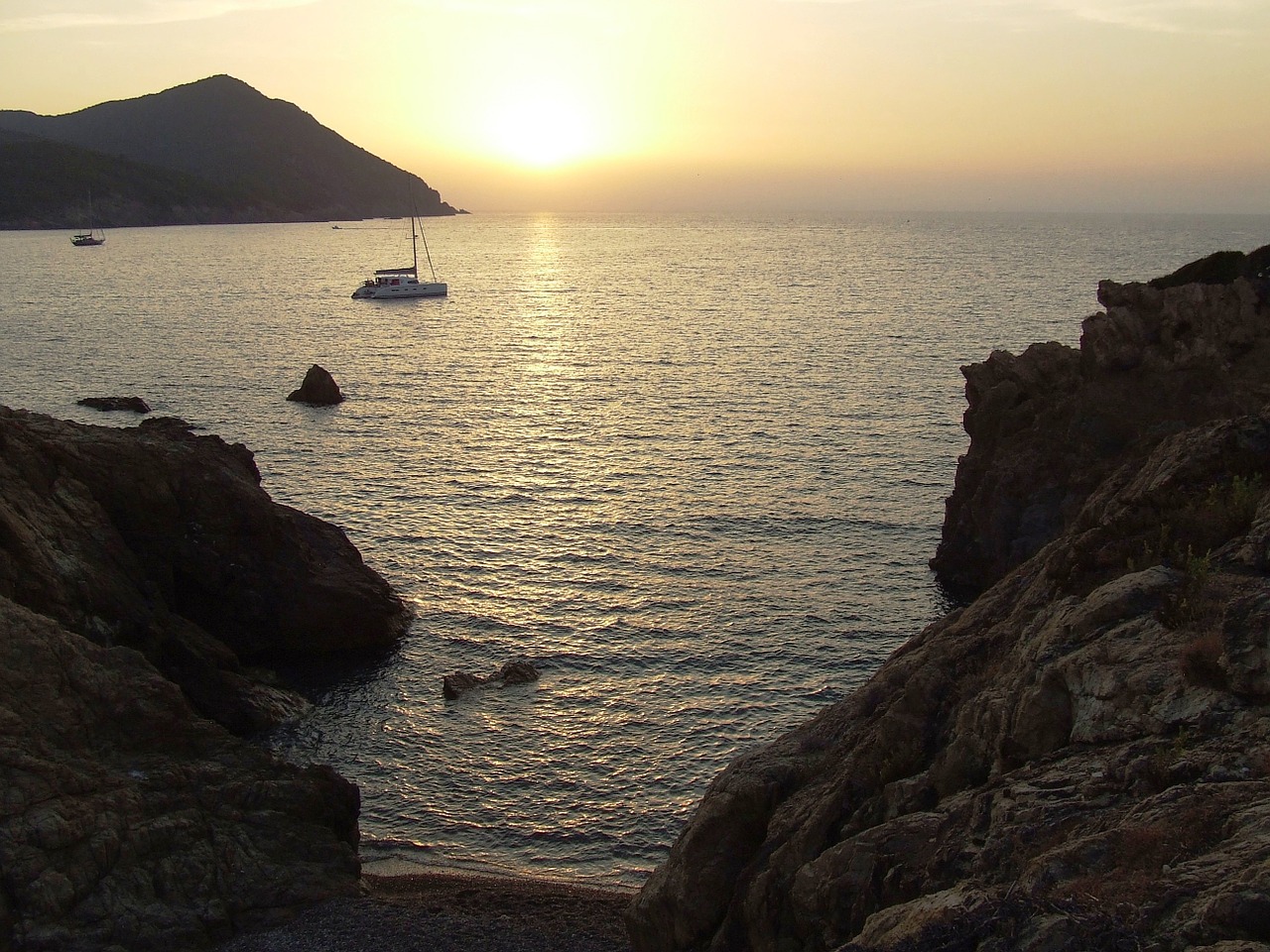 sunset sea corsica free photo