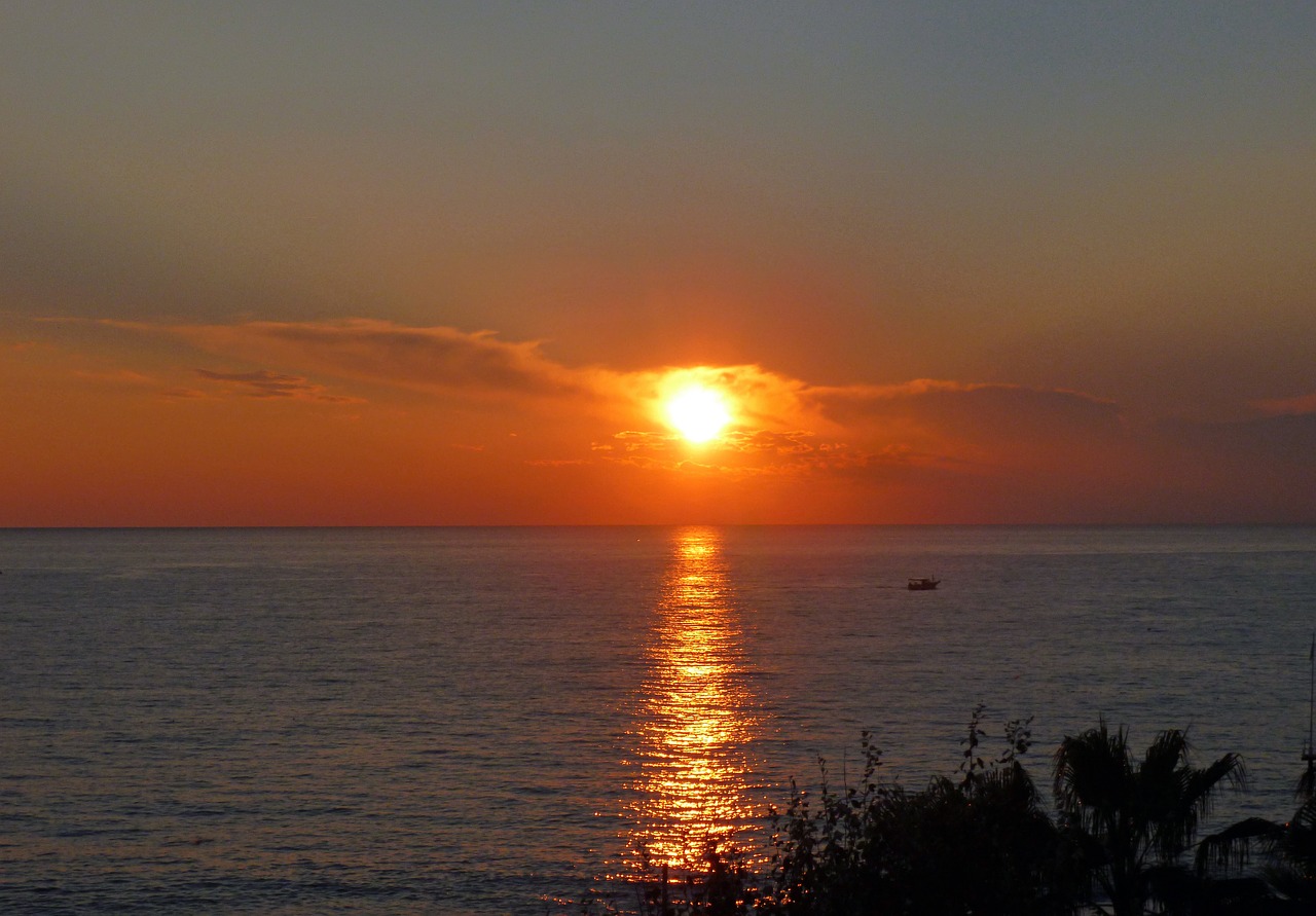 sunset sea mediterranean free photo