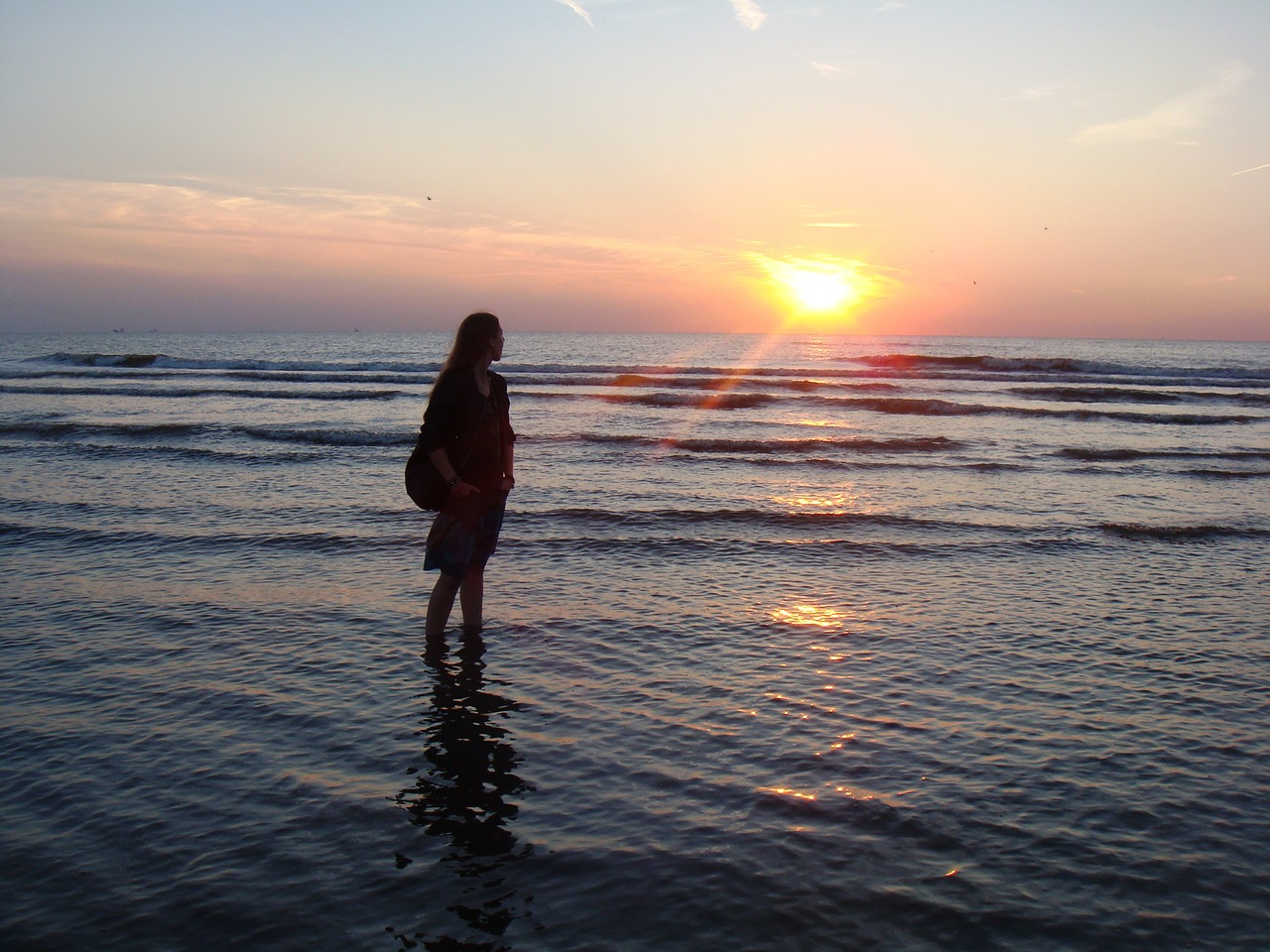 sunset silhouette girl free photo