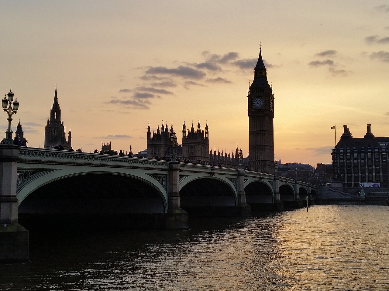 sunset westminster bridge big ben free photo