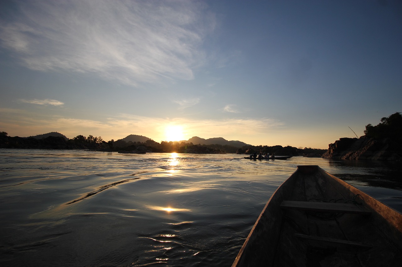 sunset water boat free photo