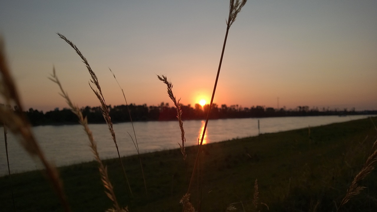 sunset düsseldorf rhine free photo