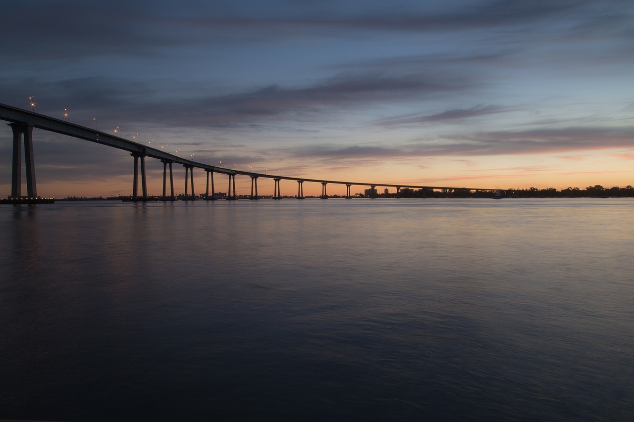 sunset dusk bridge free photo