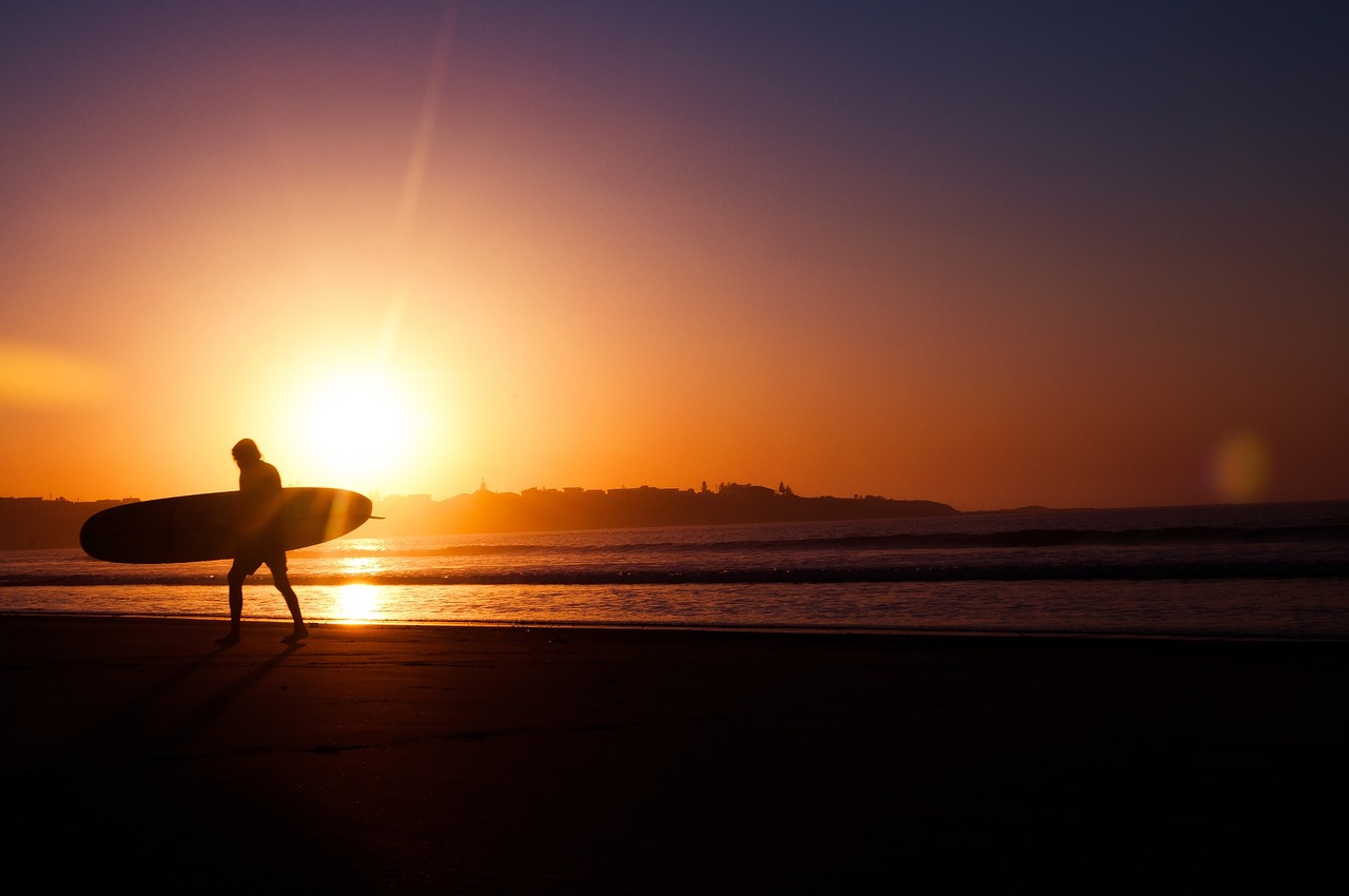 sunset dusk surfer free photo