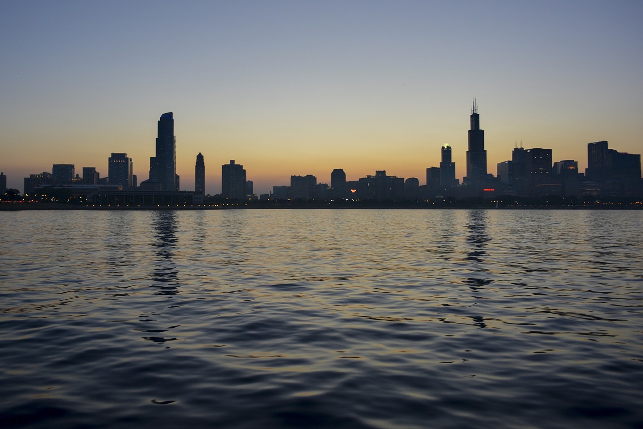 sunset buildings skyline free photo