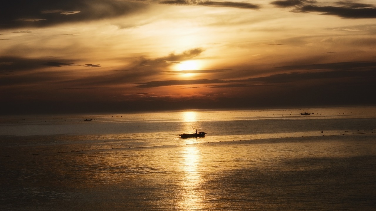 sunset boats ships free photo