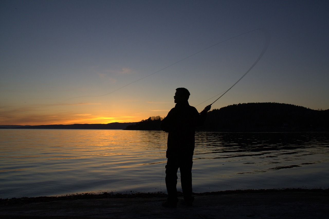 sunset fishing one free photo