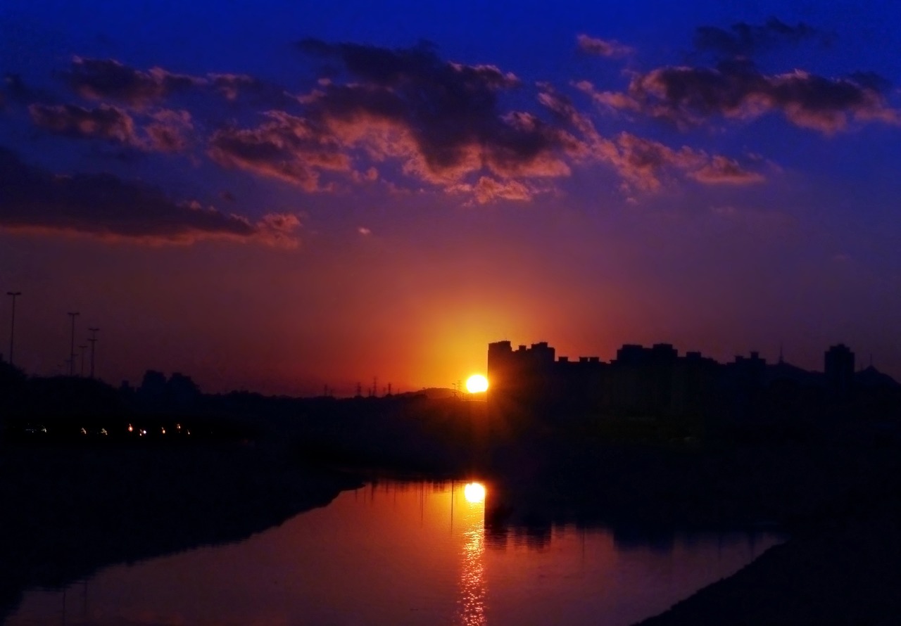 sunset river tietê marginal tietê free photo