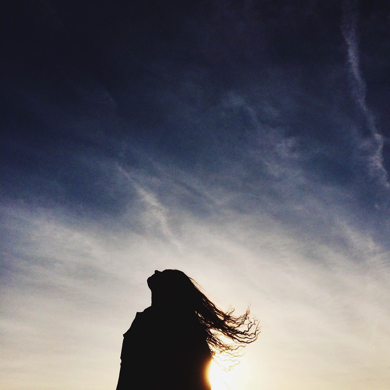 sunset girl silhouette free photo