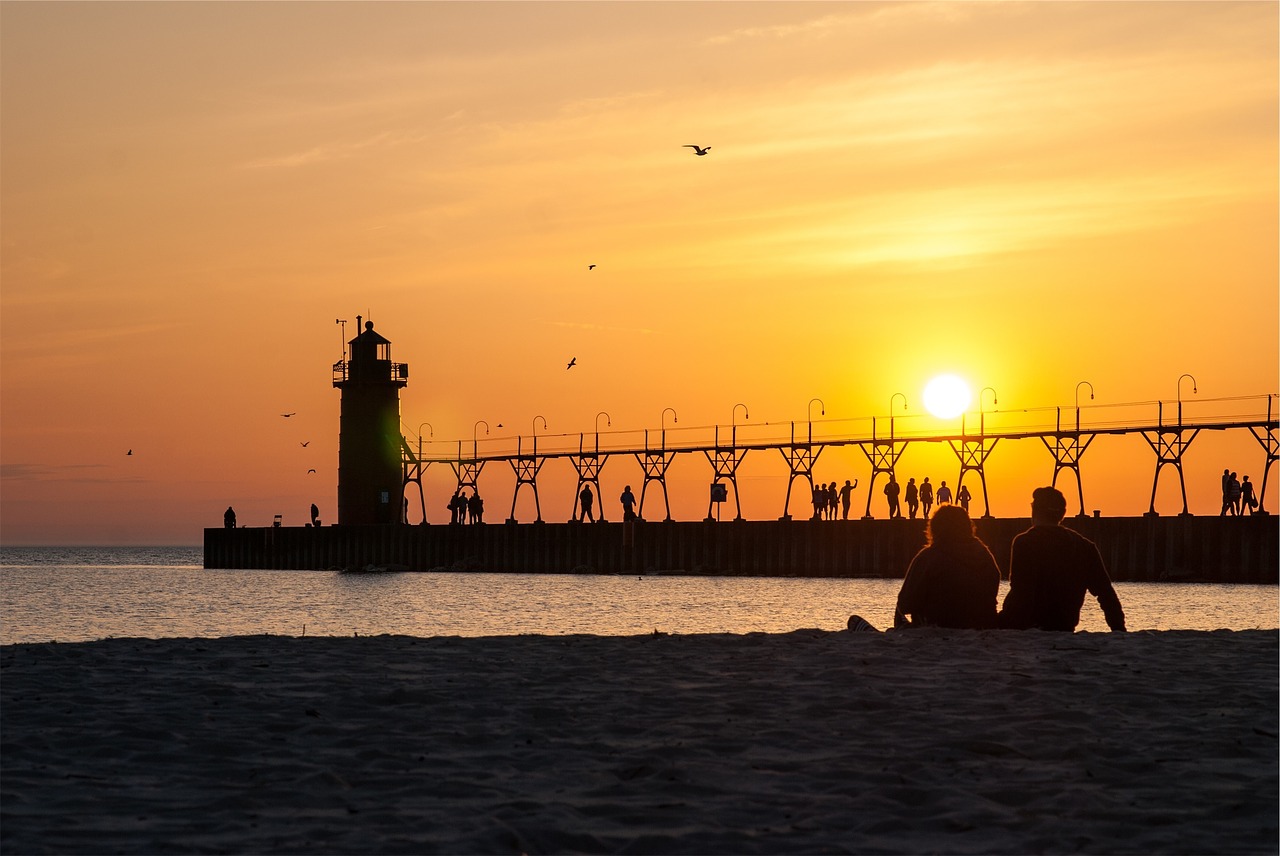 sunset sky pier free photo