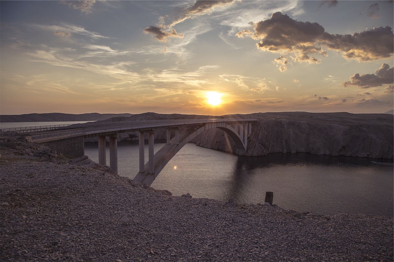 sunset bridge architecture free photo