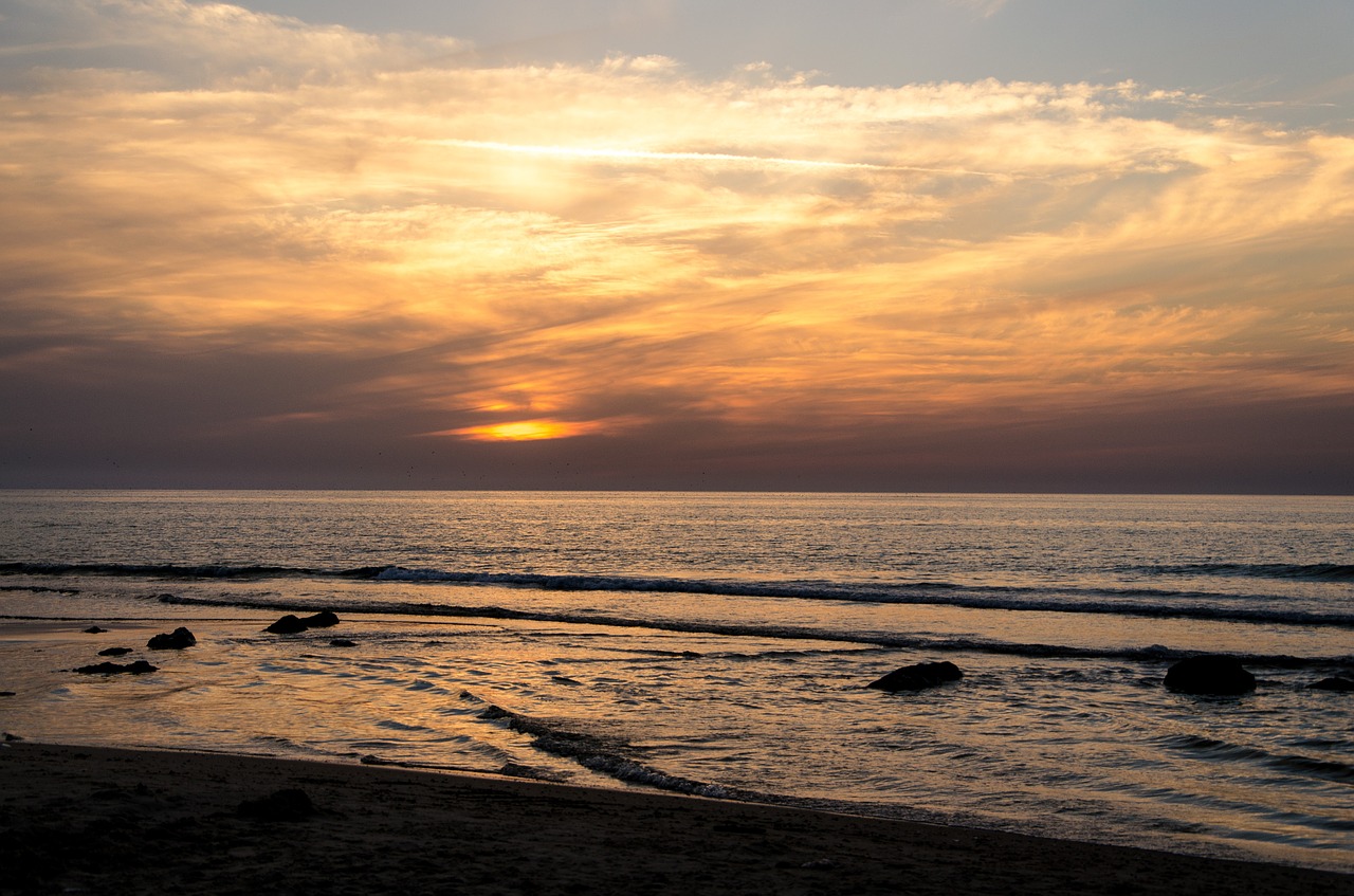sunset coast beach free photo