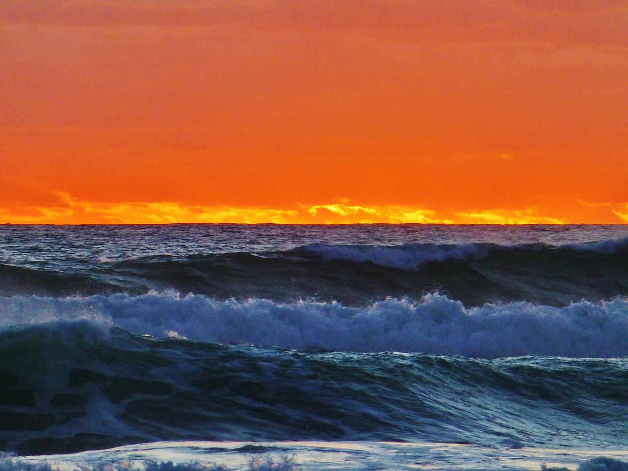 sunset wave beach free photo