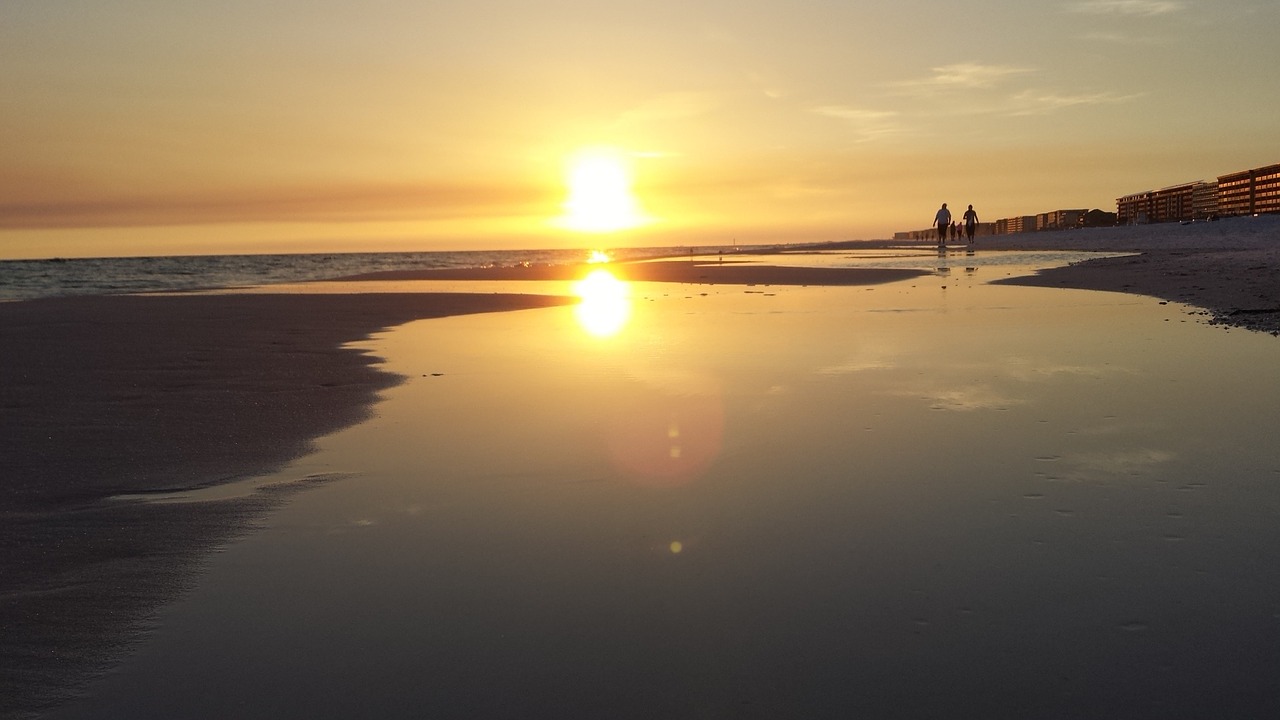 sunset reflection beach free photo